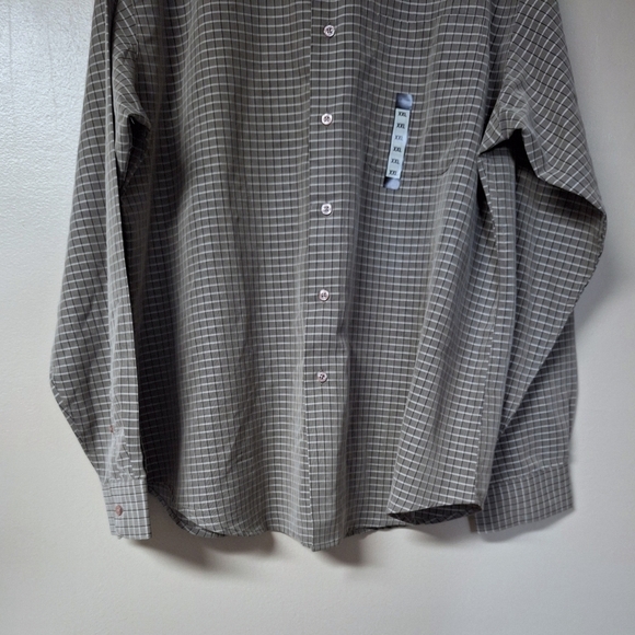 Haggar Mens Button Up Shirts Long Sleeve Checkered Plaid Gray Black White XXL - Picture 6 of 12